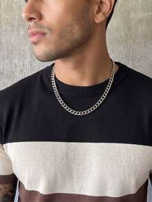 Men's Colorblock Crew Neck Short Sleeve Casual Knit Top - Coffee Brown - View 5