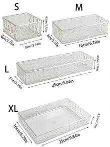 10/7/1pc Drawer Organizer Divider Box, Transparent Water Ripple Cosmetic Storage Box, Transparent PET Plastic Material, Multi-Functional Miscellaneous Sorting Box, Multiple Sizes Available, Suitable For Various Home Drawers, Room Decor, Bathroom Decor - Polka Dots - Transparent - Water Ripple - View 25