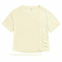 Li-Ning Women's Adjustable Drawstring Side Ruched Elastic Quick-Dry Breathable Short Fitness T-Shirt ATSV900 - Mother Of Pearl White - View 8