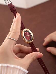 1件女款簡約休閒舒適石英手錶，適合日常佩戴與裝飾 - 紅色 - 查看 3