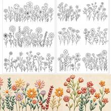 Pre-Printed Embroidery Pattern Paper, Self-Adhesive Water-Soluble Stabilizer Set, Includes Floral & Botanical Designs - A - View 14