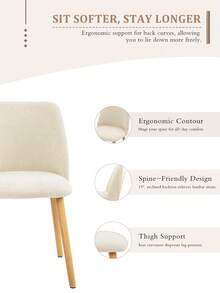 Goeurvant Modern Ergonomic Dining Chair With Curved Backrest - Set Of 2 / Set Of 4 / Set Of 6 - Milky White - View 2