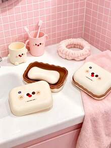 2pcs Creative Portable Soap Box With Lid, Double Layer Drainage Soap Holder For Bathroom - Multicolor - View 2