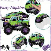 20pcs/40pcs/60pcs Monster Truck Paper Napkins Monster Robot Birthday Decoration Purple Green Truck Shaped Disposable Lunch Napkins Monster Truck Theme Party Supplies Racing Birthday Decoration Birthday Party Favors - Multicolor - View 6