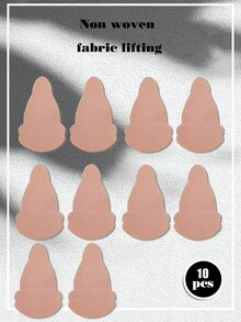 10pcs Disposable Gourd-Shaped Non-Woven Fabric Nipple Covers, Self-Adhesive Invisible Skin-Friendly Anti-Protrusion Strapless Pads - Multicolor - View 15