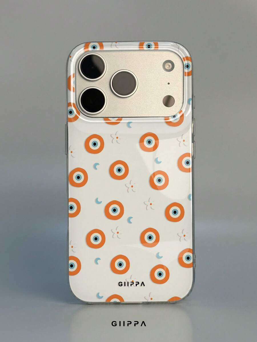 GIIPPA 1 pièce Étui de téléphone avec motif d'œil orange, compatible avec Phone 17 Pro Max, 16 Pro Max, 15 Pro Max, 14 Pro Max, étui de téléphone de style coréen haut de gamme mode amusant, compatible avec 11/12/13/14/15/16 Pro Max Plus, design élégant convenant aux hommes et aux femmes, cadeau parfait pour la petite amie pour Noël, la Saint-Valentin, Pâques, la saison des mariages et l'anniversaire! - Orange - Voir 1
