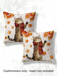 2 buah Sarung Bantal Kucing Lucu untuk Dekorasi Rumah, Berbagai Ukuran, Cocok untuk Dekorasi Rumah Gaya Pedesaan, Sarung Bantal Kamar Tidur, Sarung Bantal Sofa Ruang Tamu (Isi Bantal Tidak Termasuk) - MultiWarna - View 9