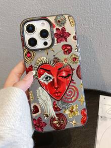 Cover per telefono con design a cuore, decorata con fiori e stelle, compatibile con iPhone17, 16, 15, 14, 13, 12, 11 Pro Plus e Pro Max. Materiale TPU antiurto. Un regalo perfetto per familiari, amici, bambini, compleanni, feste primaverili, partner e San Valentino. - Multicolore - Visualizzare 6