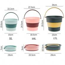 Ember Silikon Lipat Portabel 17L/10L/5L dengan Tutup, Cocok untuk Mencuci Mobil, Memancing, Kamar Mandi, Berkemah, Aktivitas Luar Ruangan, Penggunaan di Rumah, dan Penyimpanan Peralatan - Beraneka warna - View 3