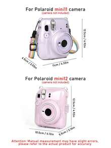 Clear PC Crystal Camera Case With Rainbow Strap For Fujifilm Instax Mini 11 Mini 12, Shockproof Transparent Protective Cover With Lens Cap, Portable Travel Instant Camera Hard Shell Accessory - View 2