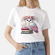1/2/3pcs Floral Wreath Book Owl Heat Transfer Sticker, Artistic Watercolor Floral Animal DIY Print, Suitable For T-Shirt, Hoodie, Canvas Bag, Pillow - Multicolor - View 7