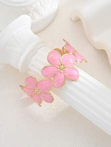1pc Vintage Elegant Floral Open Cuff Bracelet For Women, Suitable For Daily Wear, Vacation And Date - Pink - View 5