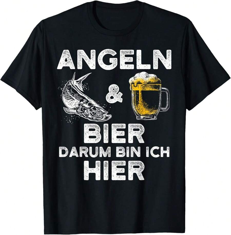 Lokale Lager,Marque,Funny Angler T-Shirt - Fishing And Beer For Fishermen T-Shirt - 黑色 - 查看 1