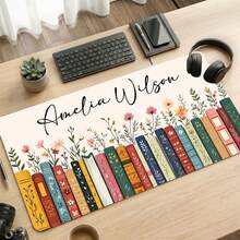 1pc Personalized Bookish Desk Mat, Custom Name Mouse Pad, Librarycore Book Nook Desk Pad, Aesthetic Office Decor, Book Lover Gift, Teacher Gift - Style 1 - View 1