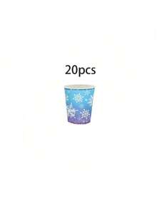 10/20/50件組 藍紫色漸層銀色亮片雪花一次性餐具，冬季冰雪印花 9吋與7吋紙盤、9盎司杯子與餐巾紙，馬卡龍冰雪雪花 Frozen 主題派對盤，適用 Frozen 冬季仙境生日聖誕派對用品 - 彩色 - 查看 13