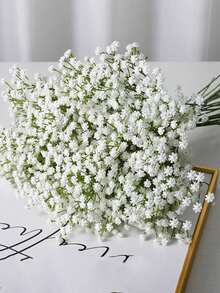 White Artificial Baby's Breath Flowers, Realistic Touch, Suitable For Wedding, Party, Home Garden Decoration, Handmade Texture Artificial Flower Bouquet, Suitable For Home Outdoor Yard Garden Decoration, White Artificial Baby's Breath, White Baby's Breath - 29cm - Artificial Plastic Material, White Artificial Flower - White - View 3