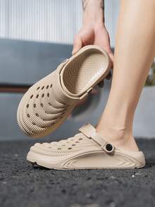 Summer Fashion Minimalist Men's Half-Slip Clogs, Breathable Comfortable Not Stuffy, Non-Slip Wear-Resistant, Casual Sports Versatile Slouchy Sandals - Khaki - View 4