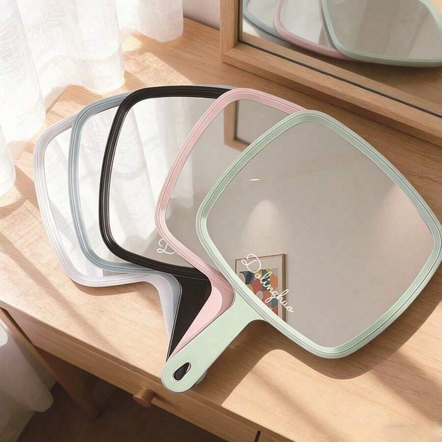 1PC Oversized Square Handheld Mirror, Square Back With Polished Texture, Hangable/Handheld, High-Definition Floating Mirror Surface, Bedroom/Living Room/Bathroom Multi-Scene Decor, Back-To-School Season Decoration Gift, Valentine's Day/Wedding Season/Christmas/Mother's Day Lightweight Souvenir Gift - Multicolor - View 1