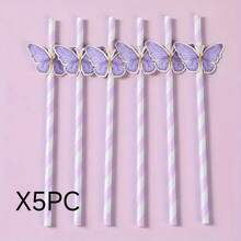 5/10 Sets Colorful Butterfly Straws For New Year Festival, Heat-Resistant High-Temperature Straws, Cute Girl Style, Disposable Straws For Juice, Party, Birthday, Gathering - Multicolor - View 13