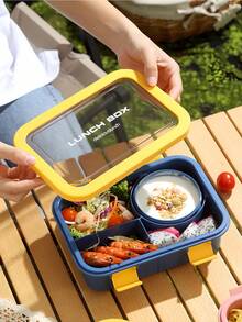 1pc Lunch Box With Utensils, Microwave Bento Box, Divided Adult Lunch Box, Insulated Lunch Bag, Food Storage Container With Soup Cup - View 5