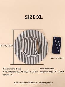 Polyester Sun Hat With Ear Coverage, Black And White Stripes, Anti-Slip Design, Adjustable, UV Protection, Comfortable For Ears. Suitable For Small Dogs And Cats To Wear Outdoors In All Seasons. - Black - View 7
