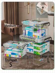 2/1pc Large Capacity Double Layer Pill Box, Transparent PVC Material, Waterproof Multi-Layer, Easy To Access And Clearly Visible, Suitable For Home, Outdoor Activities And Back To School Needs - Multicolor - View 6