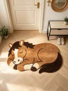 1pc Pony Shaped Sleeping Floor Mat, Door Mat, Welcome Mat, Carpet, Rug, Healing Style Door Mat, Bedroom Carpet, Area Rug - Multicolor - View 2