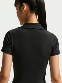 Nike Women's AS W NSW ESSNTL SS POLO CRP TOP Knit Collar Short Sleeve Polo Shirt IO2730-010 - Black - View 5