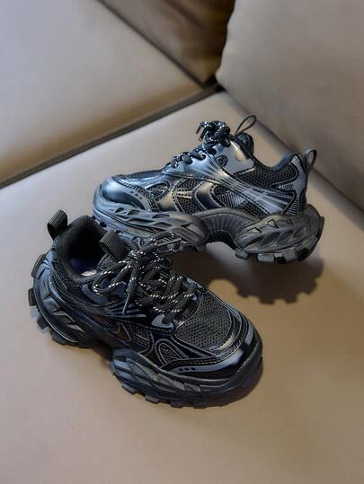 Chunky Sneakers, Mesh Breathable Non-Slip Thick Sole Children's Shoes, Unisex Versatile Durable Sports Running Shoes