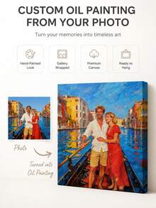 Custom Hand-Painted Oil Painting From Photo, Portrait, Person, Pet, Landscape, Birthday, Hotel, Project Decorative Painting - Multicolor - View 7