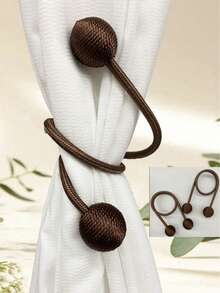 1pc Minimalist Twisted Polyester Curtain Tieback, Flexible Twistable Curtain Fastener, Home Window Decor, Ideal Gift For Valentine's Day, Wedding, Birthday, Thai Style Curtain Tieback Rope, Curtain Rope Holder, Window Decoration, Housewarming Gift - Coffee Brown - View 1