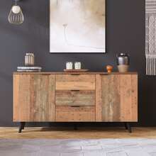 Sideboard TV Cabinet Brown Adjustable Shelves Vintage In Wood For Dining Room And Living Room - 棕色 - 查看 4