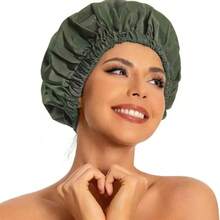 Reusable Shower Cap For Women, Large Waterproof Shower Bonnet Washable Elastic Band Bath Hair Hat For Long Hair, Braids(Green), Shower Accessories, Bath Sponge - View 7