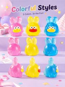 Cute Transparent Glitter Rabbit Squishy, Cute Long-Eared Animal Stress Relief Toy, Portable Hand Sensory Toy & Party Gift - Multicolor - View 11