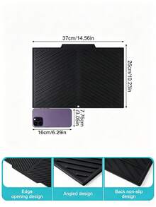 1pc Silicone Dish Drying Mat - Foldable Heat-Resistant Multifunctional Kitchen Drainer Mat, Suitable For Tableware And Utensils - Grey - View 23