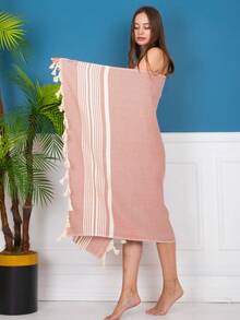 2 Pieces %100 Cotton Mykonos Peshtemal, 2 Peshtemals In Same Colour, 2 Peshtemal Suitable For Beach And Home Use - Orange - View 8