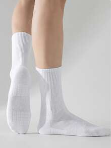 Kaos Kaki Olahraga Pria dengan Sol Terry, Kaos Kaki Pendek Musim Gugur/Dingin, Bernapas, Menyerap Keringat, Anti Selip, Warna Hitam dan Putih - Hitam dan Putih - View 4