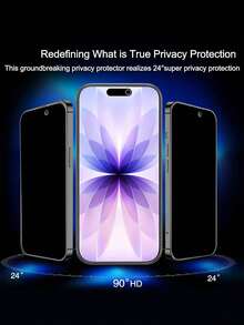 3pcs Full Screen Privacy Tempered Glass Screen Protector, Compatible With IPhone 18Promax/18Pro/17/17 Pro/17 Pro Max/16/16 Plus/16 Pro Max/15/14/13 Series, 9H Hardness Anti-Peeping Anti-Scratch Anti-Fingerprint Bubble-Free Case-Friendly Screen Film - Black - View 3
