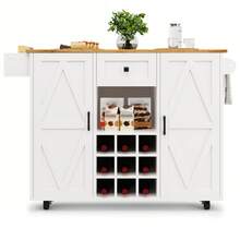 Modern Kitchen Island With Storage And Dining Table Function - 白色 - 查看 7