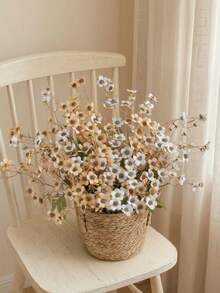 12/6pcs Silk Long Stem Artificial Flowers, Indoor Faux Flowers (White, Champagne), Suitable For Room Decor, Home Decor, Wedding Decor, Outdoor Decor, DIY, Halloween, Christmas, Thanksgiving, Autumn Decor, Birthday Party, Garden Decor, Mother's Day, Valentine's Day - Multicolor - View 5
