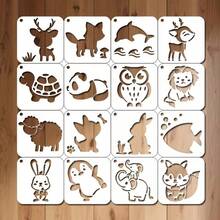 9 piezas Plantilla de pintura de animales lindos, herramienta de pintura lavable de 10 cm para educación temprana, adecuada para papel, tela, madera y creación DIY - Conjuntos - Ver 12