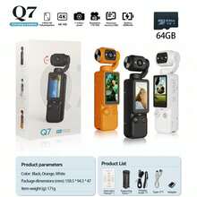 Portable Handheld Digital Camera, 1MP Resolution, 16x Digital Zoom, 4K Video Recording, 180° Rotating Lens, Built-In Flash, Night Shot Support, Auto Focus, Landscape/Portrait Mode, Equipped With 64GB SD Card, 2000mAh Battery - View 2