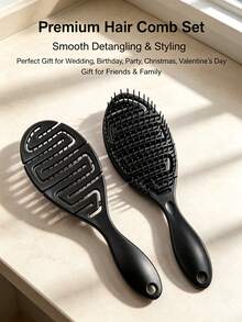 1pc Women's Dual-Use Wet & Dry Hair Brush, Air Cushion Design, Suitable For Scalp And Hair Texture, Dual-Effect For Wet & Dry Hair, Smooth Long Hair, Beauty Comb - Multicolor - View 9