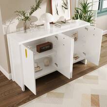 Modern Sideboard Black Minimalist With Adjustable Shelves - 白色 - 查看 4