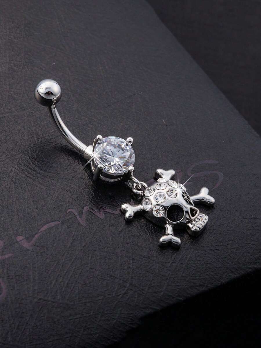 1件深色骷髏戒指，女性私密穿刺萬聖節飾品，派對配件 - 銀色 - View 1