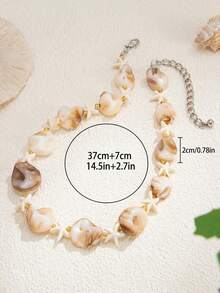 1 Stück Muschel- & Seestern-Perlenkette, Sommer-Strandstil Damen-Schlüsselbein-Kette, geeignet für den täglichen Gebrauch, Strandfotografie, Urlaubsaccessoire, exquisites hochwertiges Damenschmuck-Geschenk, Muschelform, Größe und Farbtiefe sind zufällig - Verschiedenfarbig - Übersicht 4