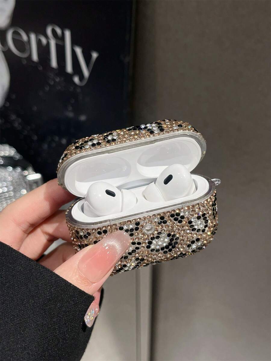 1 pieza Funda protectora de lujo premium con strass brillante para auriculares, diseño completo de strass, anti-caída y anti-pérdida, adecuada para la serie y auriculares Bluetooth