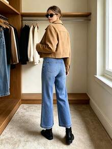 8202# Casual Waist Fringed Women's Cropped Length Denim Pants Fall - Light Wash - View 3