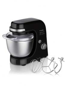 PHILIPS Viva Collection 300W 廚房攪拌機 附 4L 不鏽鋼攪拌盆、金屬揉麵鉤、攪蛋器、扁平攪拌頭，行星攪拌、多段速度，專業家用電動蛋糕麵團攪拌機，適合烘焙烹飪，黑色 - 黑色 - 查看 4
