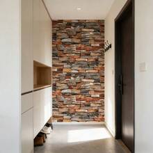 1 Roll Red Brick Pattern Self-Adhesive Wallpaper, Suitable For DIY, Waterproof And Oil-Proof, Kitchen Use, Easy To Clean, Removable, Suitable For Cabinets, Desktops, Cabinet Doors, Furniture Renovation, Bedroom, Living Room. - Brick Pattern - View 4